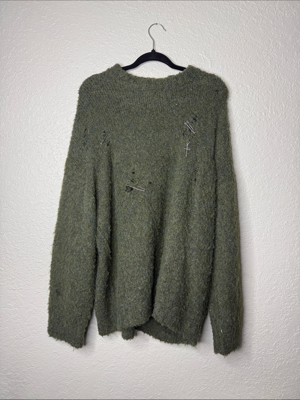 Olive Green Fuzzy Sweater